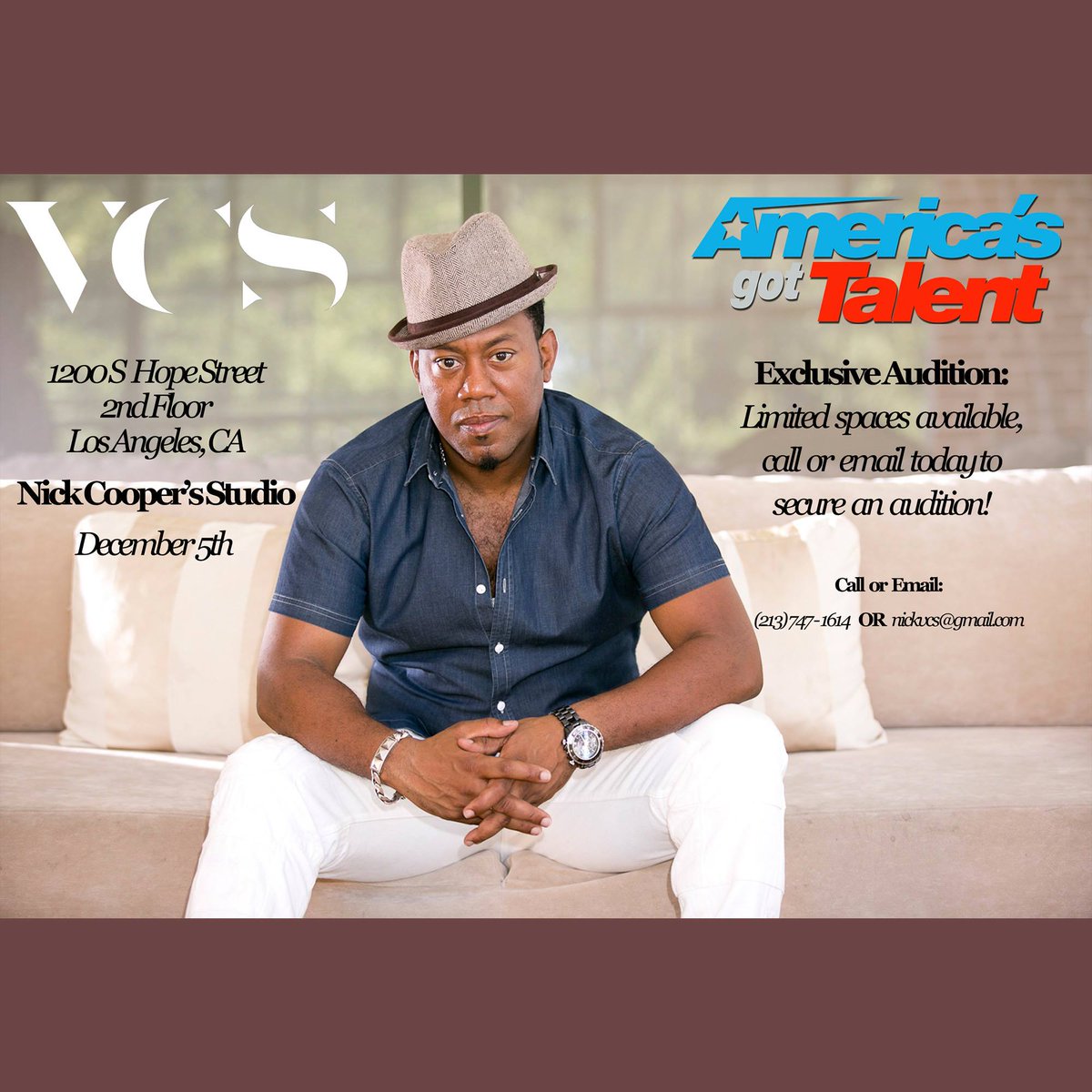 We're excited to announce an exclusive audition for America's Got Talent at our studio on December 5th! Email us for more details!