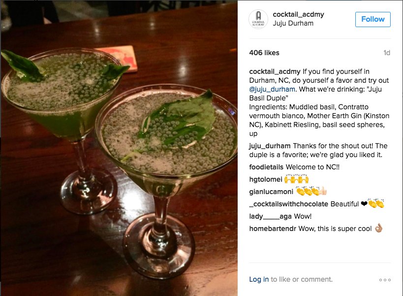 Thanks for the shoutout <a href="/Cocktail_Acdmy/">Cocktail Academy</a>! The Juju Basil Duple is a refreshing favorite &amp; we love that your #cocktail pros enjoyed it.