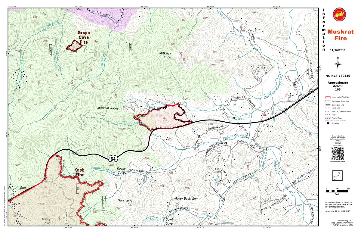 NFsNCarolina's tweet photo. #botelerfire #tellicofire #muskratvalleyfire #nantahalabranchfires Close-up maps of more active fires on 11-16-2016 https://t.co/KmMGkrjtr7