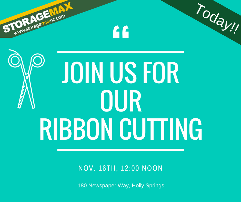StorageMaxNC's tweet photo. @StorageMaxNC  Holly Springs ribbon cutting is today at noon!! https://t.co/QG7dYDWUfh