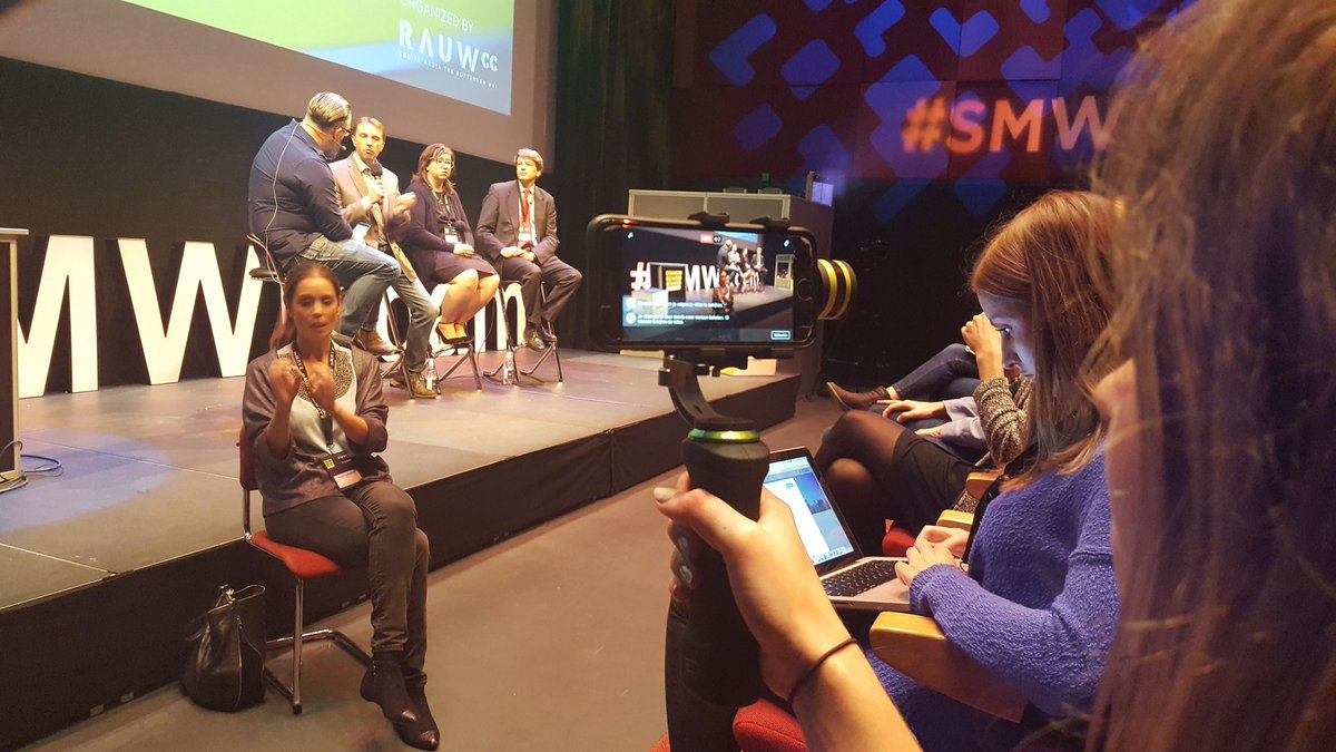 amalelalami's tweet photo. 1st time ever seen in a conference #deaf interpreter Live on #facebook digital #diplomacy talk #SMWRdam 2016 👏 https://t.co/Y9wFTTSPVh