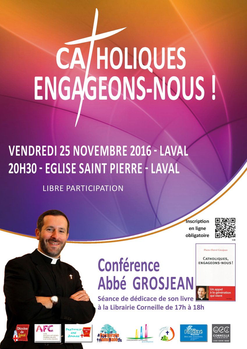 Le très médiatique #AbbéGrosjean à Laval vendredi 25 novembre 20h30 en l'église St-Pierre-de-@LavalLaVille