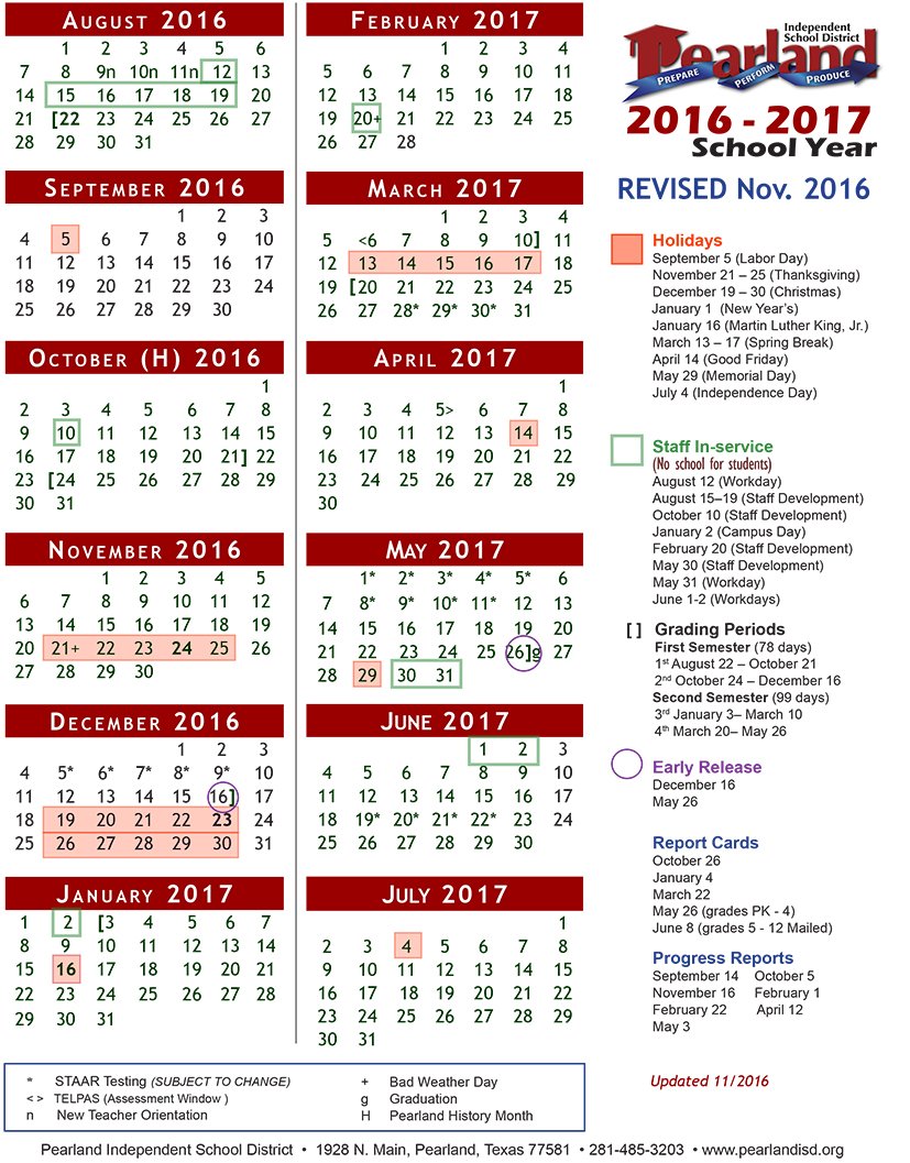 Pearland ISD on Twitter "PearlandISD trustees approved revised 2016
