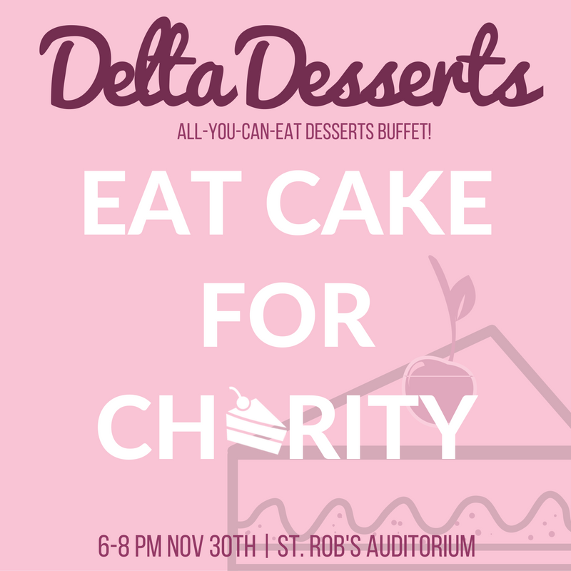 LMUTriDelta's tweet photo. Calories don't count if it's for charity! Delta Desserts is back, with twice the frosting! Tix $7 presale, $10 at the door. Nov 30th, 6-8 pm https://t.co/PRx62CLat8