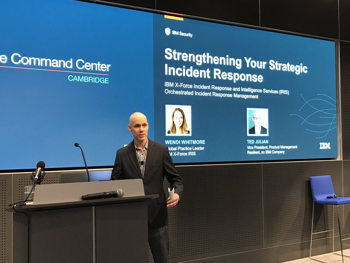 Exciting session w/ <a href="/wendiwhitmore/">Wendi Whitmore</a> &amp; <a href="/eajulian/">Ted Julian</a> about how to strengthen your strategic #incidentresponse w/#IBMXForce IRIS &amp; <a href="/resilientsys/">IBM Resilient</a>