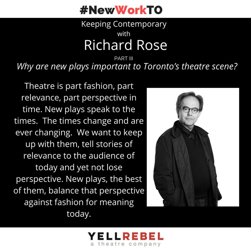 YellRebelTO's tweet photo. #KeepContemporary w/ @tarragontheatre's Richard Rose! Why we need new plays! (Hey, #the6ix, you can see new work at 7pm at @TheatreCentre!) https://t.co/PFbqbUmGRB