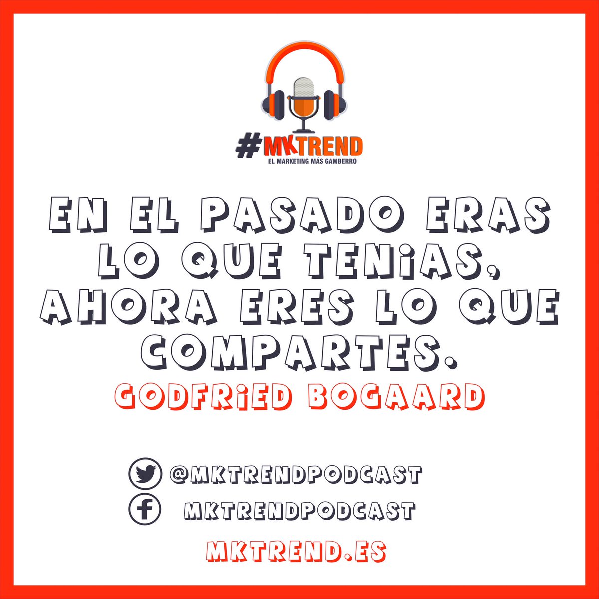 MkTrendPodcast's tweet photo. Amiguetes!! Seguirnos en #instagram para q no os perdáis las mejores #frases de #Marketing #SocialMedia #Management etc
User: mktrendpodcast https://t.co/sfFplqo0iv