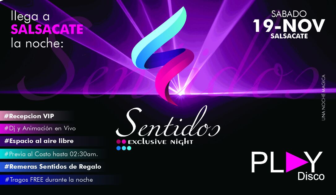SentidosNight's tweet photo. Este 19 de Noviembre SENTIDOS Exclusive Night en SALSACATE! 🎉
#EspacioAlAireLibre #TragosFree #RemerasDeRegalo https://t.co/raZgixn6Re