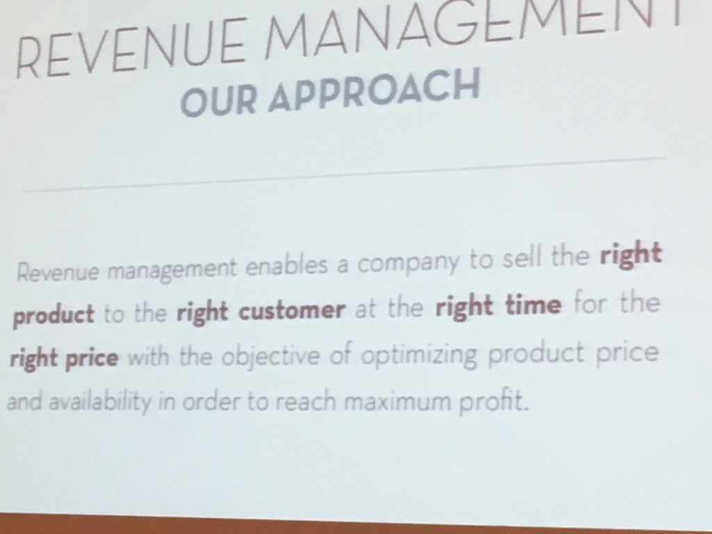 PaulBergeron3's tweet image. People often ask: What is Revenue Management? Here it is on one slide, courtesy @CSwaback13 #OPTECH2016