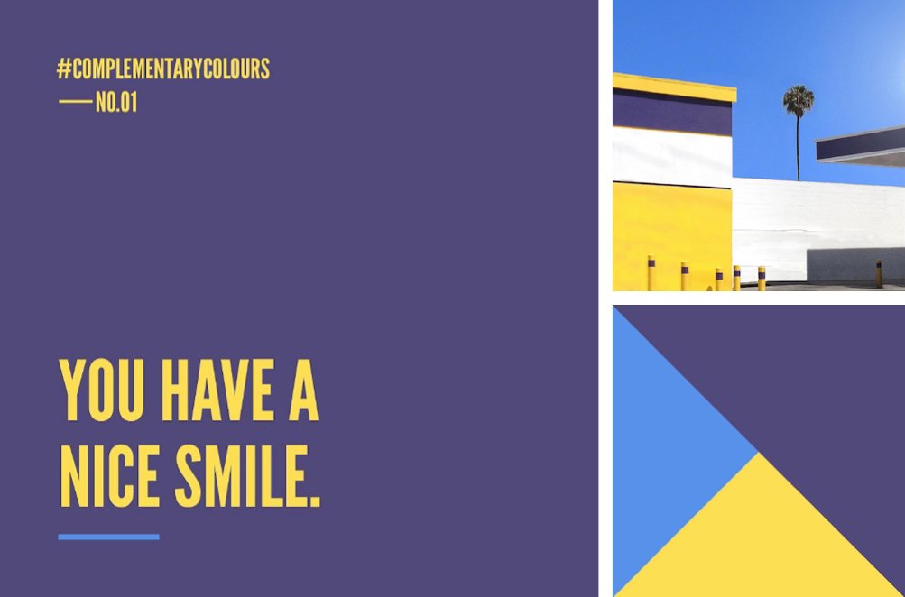 ElmwoodTweets's tweet image. #ComplementaryColours No.01. RGB: Yellow 254 223 83 / Light Blue 87 145 234 / Dark Blue 80 73 121. Photo: George Byrne #elmwood_melbourne