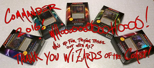 Steve_Argyle's tweet photo. Commander 2016 decks! Thank you so much @wizardsmagic!
#MagictheGathering #Commander2016 https://t.co/IA25lQ2K9Z