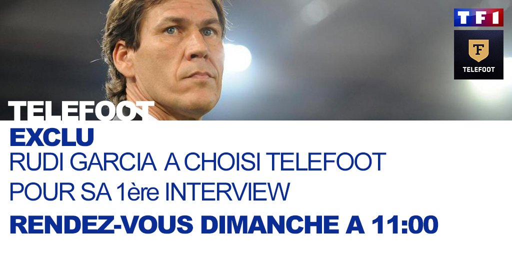 TF1Pro's tweet image. [EXCLU]#TELEFOOT
Après Frank McCourt et @jheyraud, @RudiGarcia vous donne rendez-vous dimanche dans @telefoot_TF1 ⚽