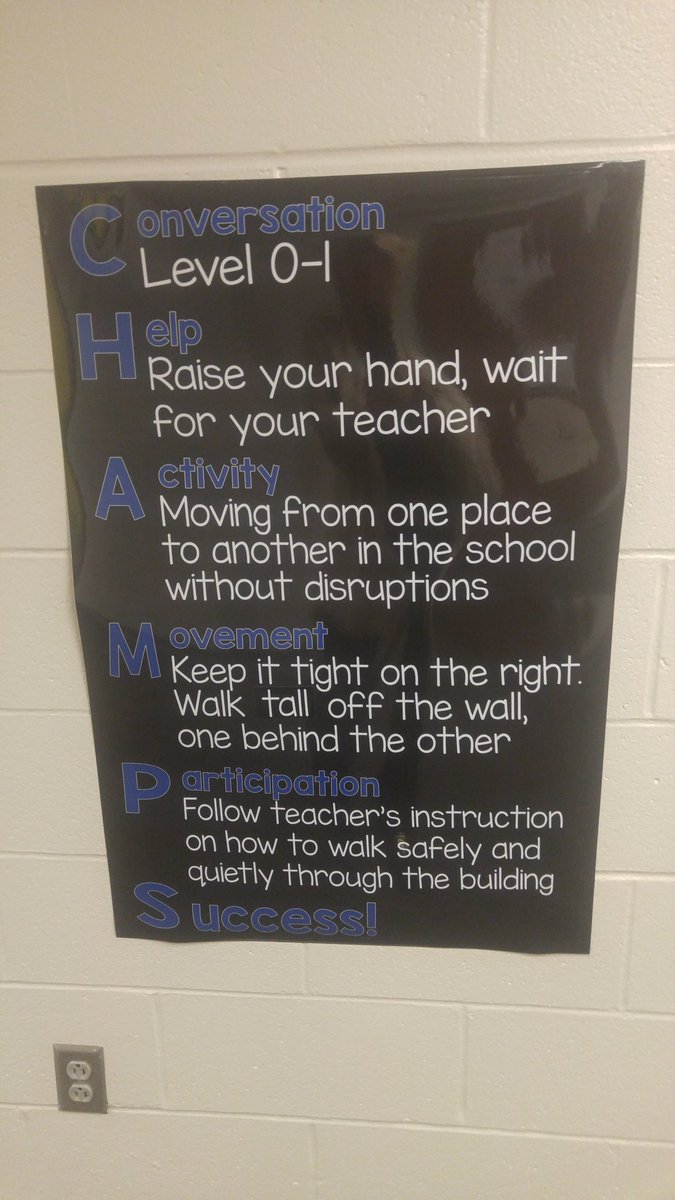 Big, bright CHAMPS hallway expectations at Earl Lawson Elementary! Go Pioneers!