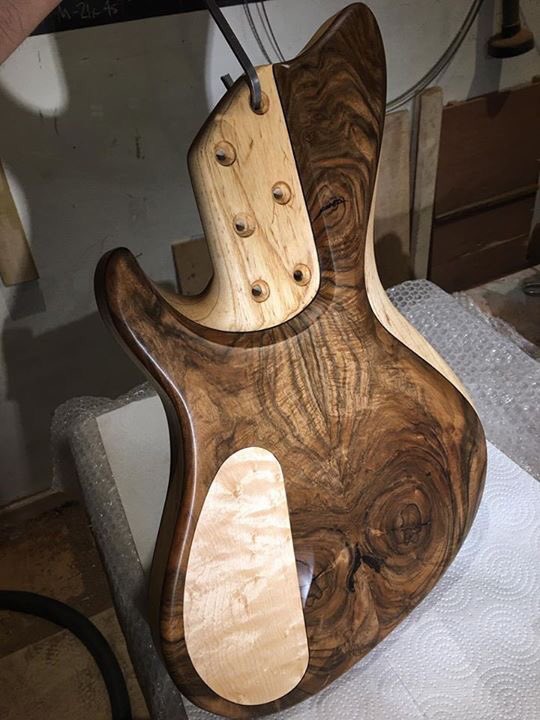 Bit of #walnut #custom #bass #guitar #sound #tone #music #band #instrument #wood #bassporn #guitarporn #woodporn #swampash #topwood #body