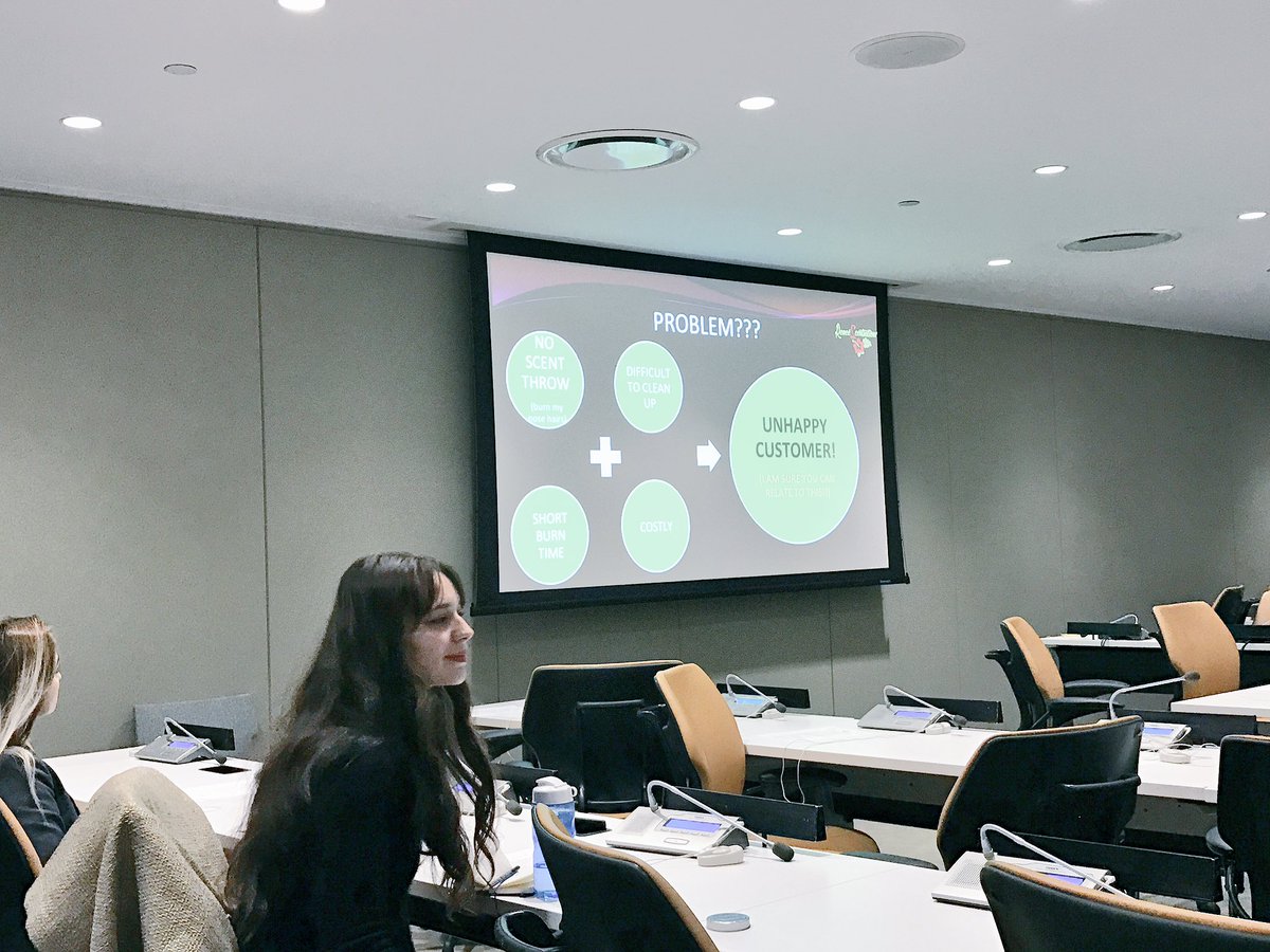 GLCIntl's tweet image. Caribbean Entrepreneurship Challenge co-winner Marcella Jeremiah presenting her business, Reneescentsationz #GLCattheUN2016 #startup