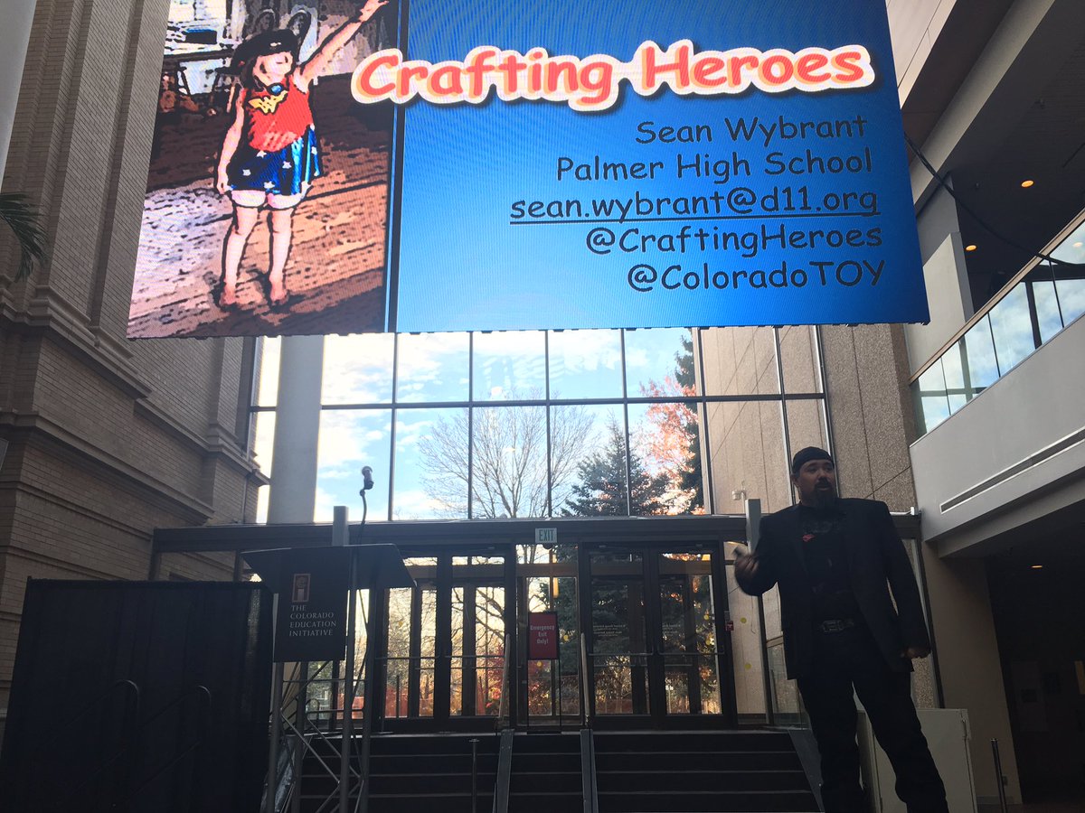 ejrewey's tweet photo. My colleague and friend, @CraftingHeroes. Awesome keynote @edinitiativeco event this morning! "Kids have the power to change the world!" https://t.co/Pu0ZEp6TgA