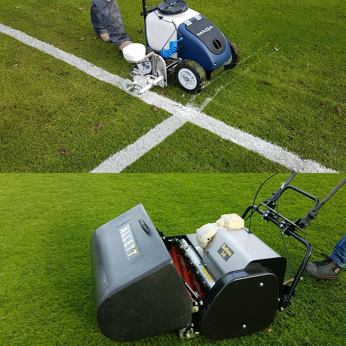 GrasShaker's tweet photo. This afternoon demonstrations with some new stuff #Linemarking #Mowing #GPS #Electric #innovative https://t.co/FMzSAbfoQz