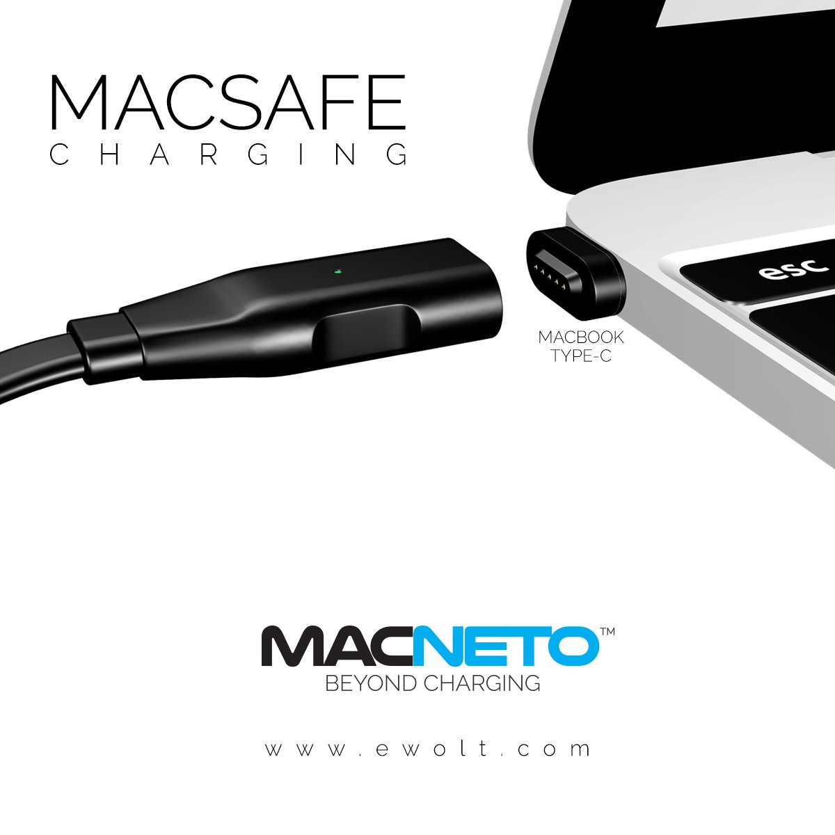 ewoltage's tweet image. #MACNETO - A Magnetic power cable connector for all USB-C laptops including #Macbook2016, #MacBookPro2016, #Chromebook, #GooglePixel