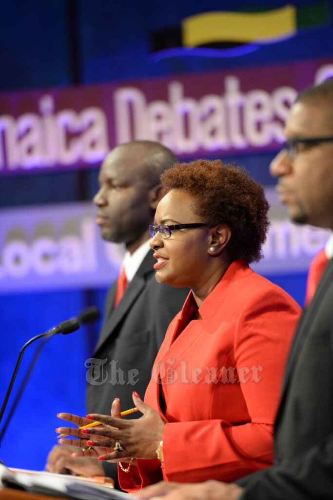 JamaicaGleaner's tweet photo. PNP's Venesha Phillips makes a point during tonight's #LocalGovtDebate https://t.co/y82FXAlqiw