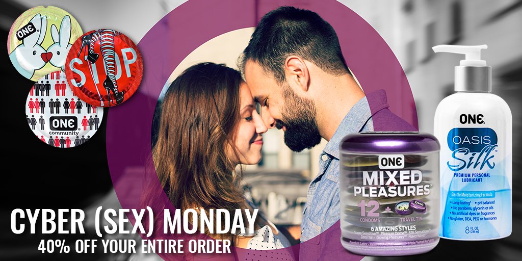 ONECondoms's tweet photo. Next Monday (Nov 28): Everything in the ONE store will be 40% off for 24 hours! https://t.co/69pfw1YPRg #CyberMonday #GetReady https://t.co/2ANo89L3AL