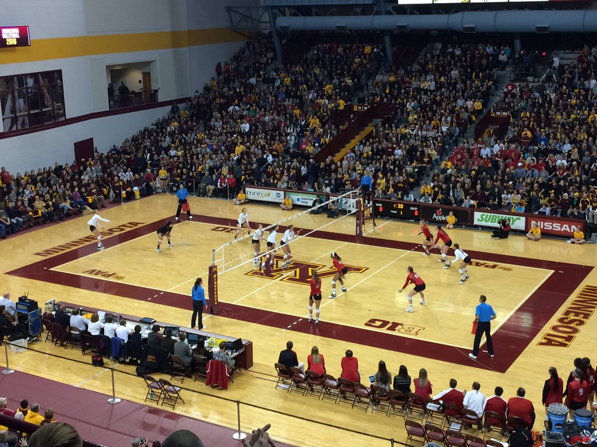 TJradio's tweet image. Taking in a little #1NEB vs. #2MN  women's volleyball tonight at the Sports Pavilion. Sold out!