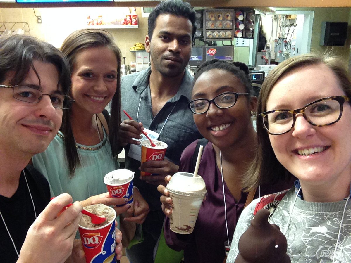 goldenpipette's tweet photo. Striepen lab ice cream break at #astmh2016. Jayesh's talk on Crypto sexual stages is tomorrow in session 168. Don't miss it! #iamtropmed https://t.co/bYldvkK3Ze