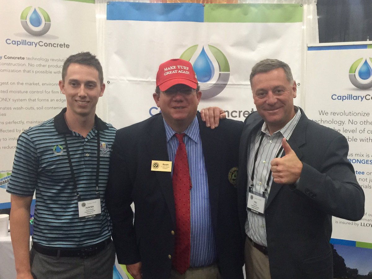 TedFist1's tweet photo. We got our picture taken with THE NEW PRESIDENT! #maketurfgreatagain. Congrats @adamcharles22.  @turfscreen @CapConGolf @CarolinasGCSA https://t.co/BWFei6z6oa