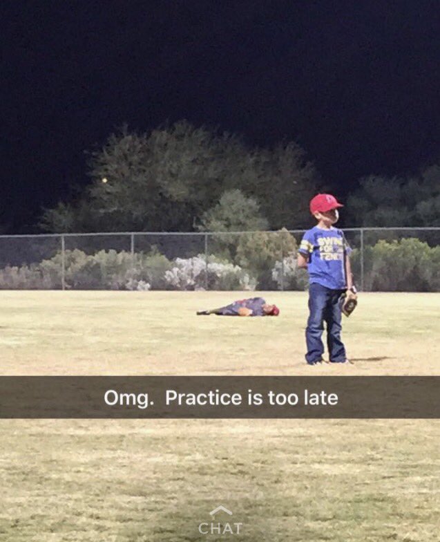 emmaaltman's tweet photo. Eli at baseball last night = me at this point in the semester https://t.co/lGXaxZofHo