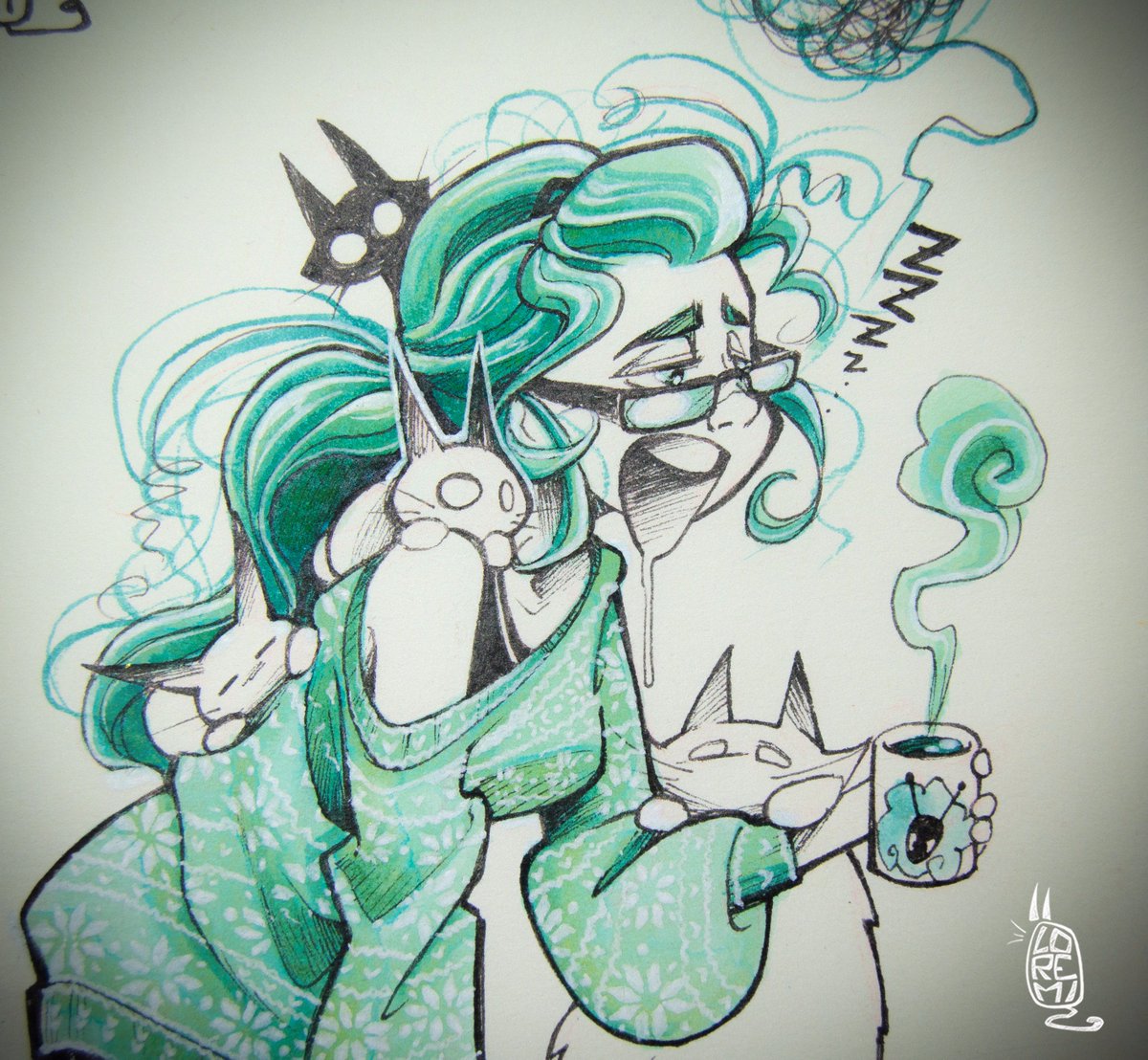Lore_Miau's tweet photo. #Detail of the 23rd @inktober #drawing that I colored using a mixture of the @winsorandnewton #colorinks #emerald and #ultramarine. #ink https://t.co/gkpcI4JnqE