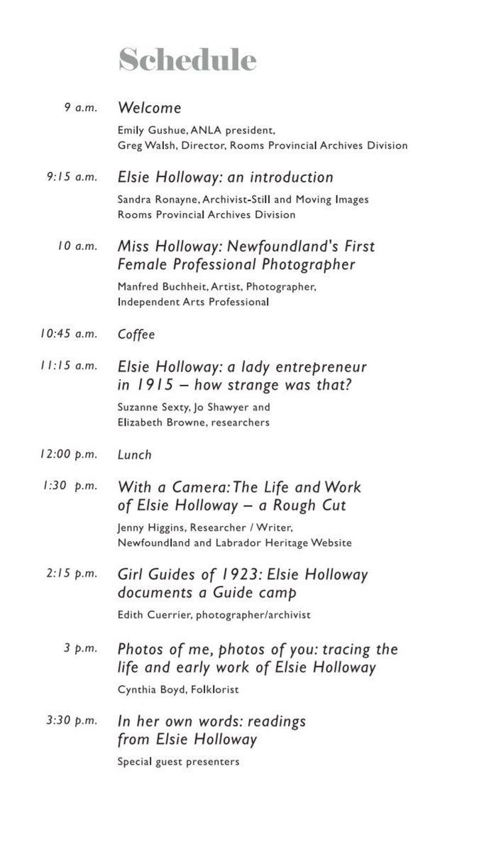 #archivesweek symposium schedule for Friday! Hope to see you there! #archives #newfoundland  #photography #heritage