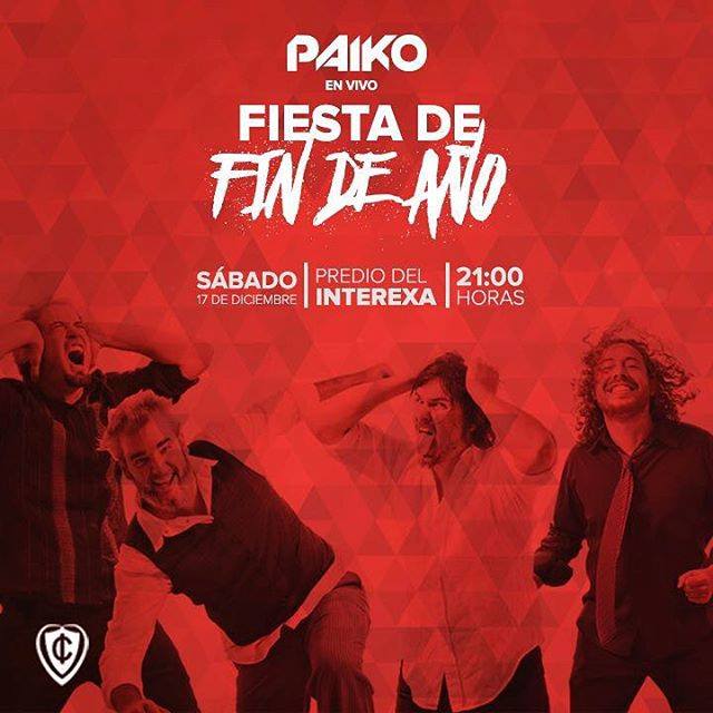 bandapaiko's tweet photo. @bella_colm ¡Pronto! El sábado 17 de diciembre estaremos en la Fiesta de Fin de Año del #Interexa. https://t.co/ylkm85Ohyi