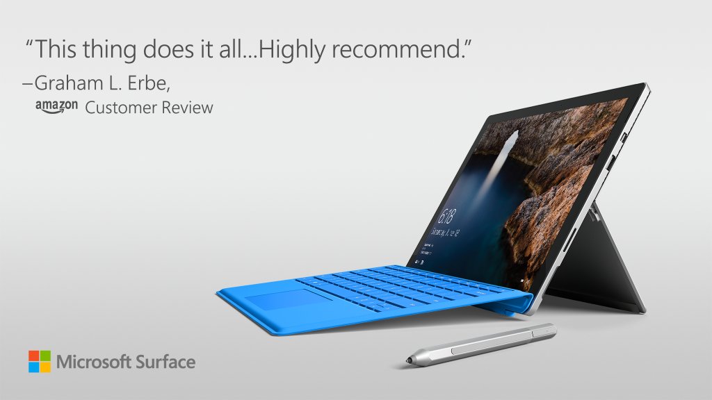 surface's tweet image. Surface Pro 4 does it all so you can, too. surfac.ms/l5sL03