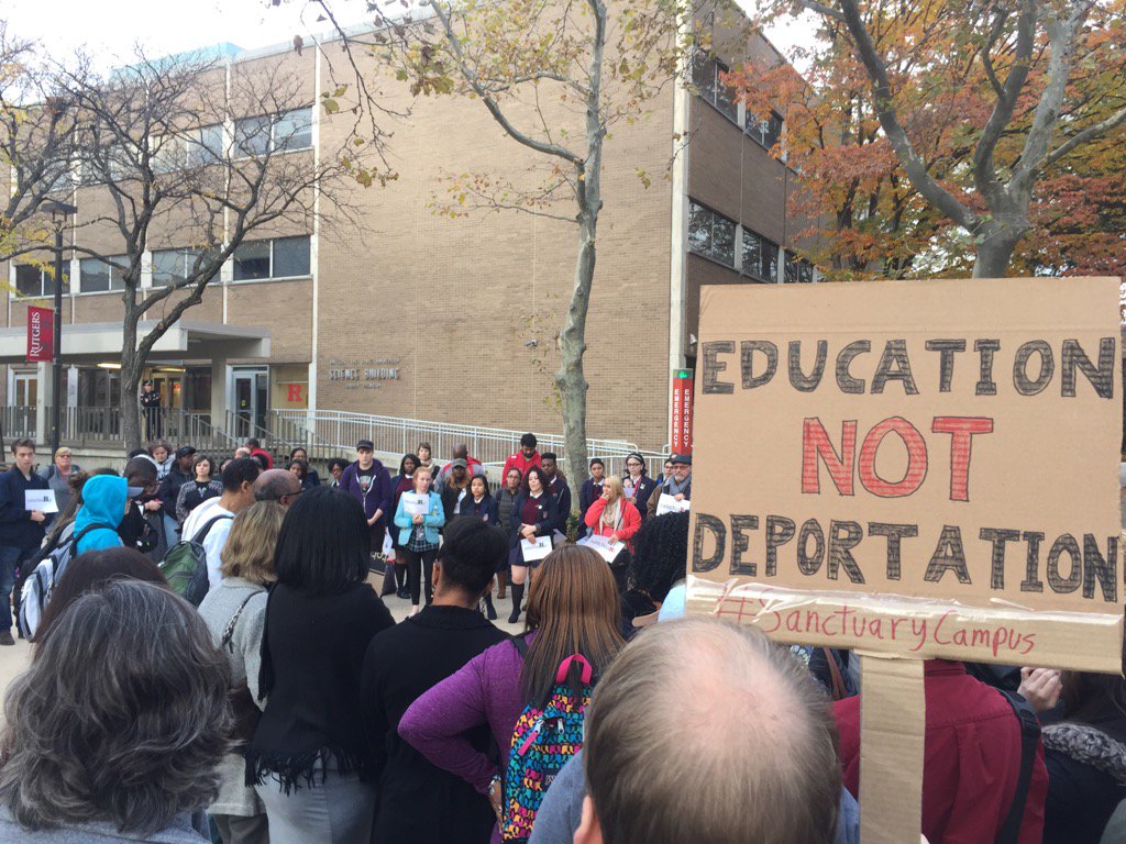 SteveDanley's tweet photo. #sanctuarycampus rally at @Rutgers_Camden. @Elaijuh @AESteele @Inqkriordan https://t.co/jdhS8kn09R