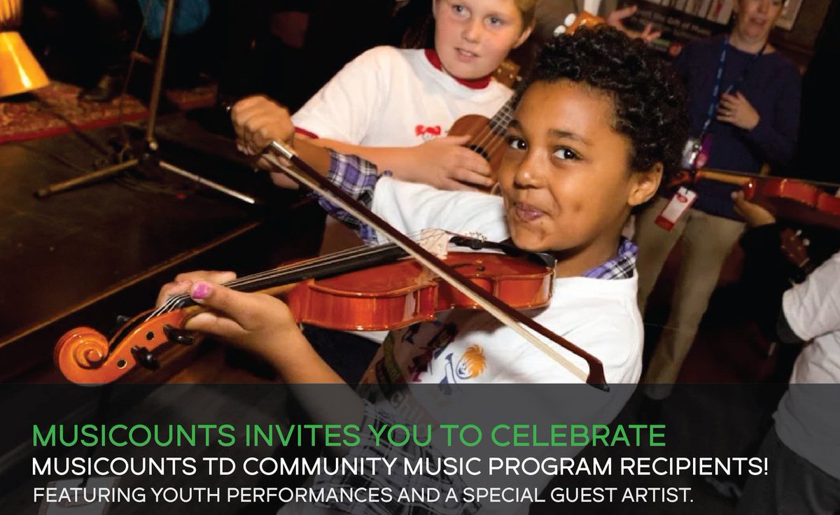 Hey #Toronto! Come out to <a href="/Torontounion/">Union Station</a> on FRIDAY @ 11:30 AM for our MusiCounts <a href="/TD_Canada/">TD (Canada)</a> Community Music Program Celebration!