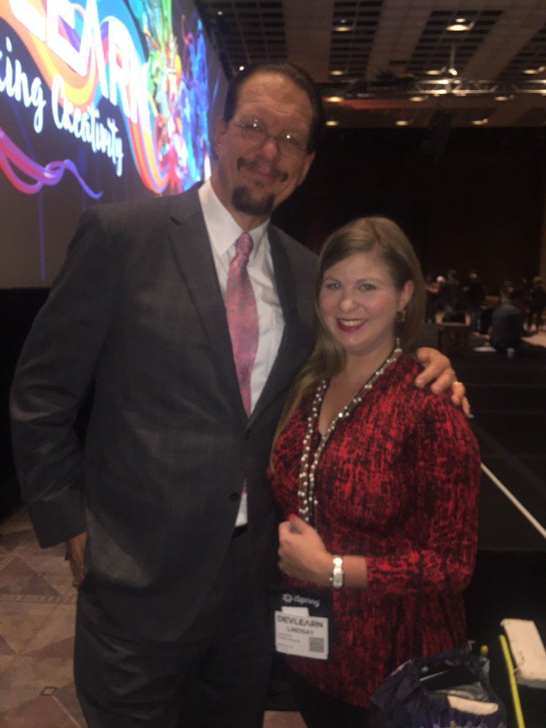 lindsaykarp's tweet photo. Amazing day! Thankful to be at #DevLearn @PennJillette rocked as a Keynote! #HonestMagic #InspiredToWorkHard https://t.co/qp477MD1FY