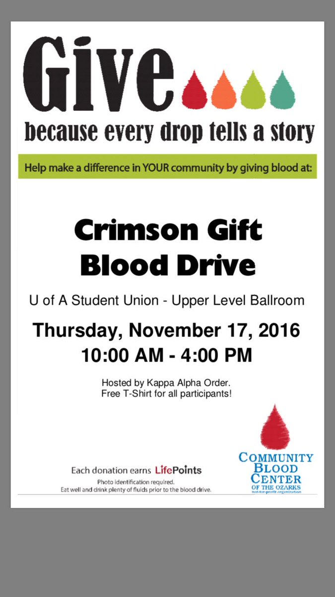 uofacbco's tweet photo. You don't want to miss out on free tshirts tomorrow! Union Ballroom 10am-4pm. Save up to 3 lives of local patients! https://t.co/D04LT5uuLN