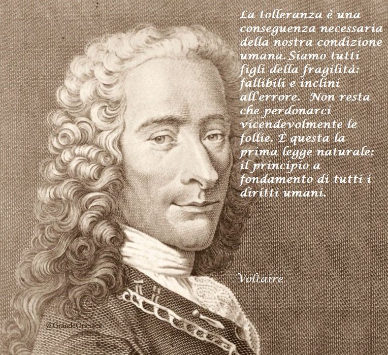 GrandeOrienteit's tweet photo. La #Tolleranza è una conseguenza necessaria della nostra condizione umana. Siamo tutti figli della fragilità. #ToleranceDay #Voltaire https://t.co/5YbWJ0YMoI