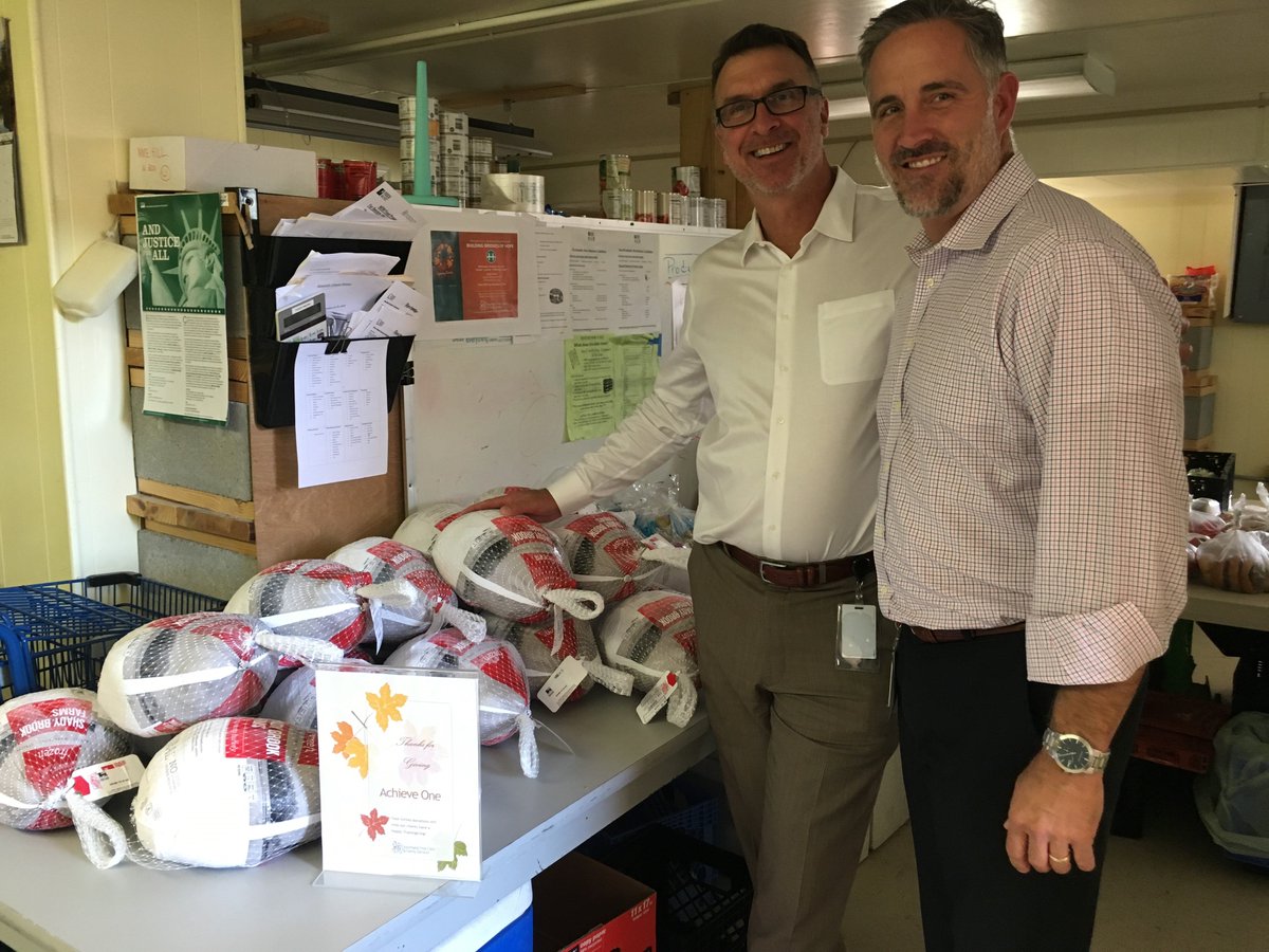AchieveOne's tweet photo. We were honored to donate 20 turkeys to the @gfcfs's food pantry! #turkeyday #achieveone #noshavenovember https://t.co/IkttWuTHTJ