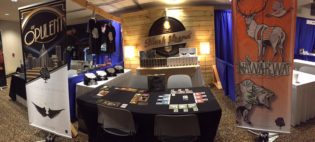 Black Locust Games 2016 booth is setup and ready for business starting tomorrow at Boardgamegeek convention! #BGGCon2016