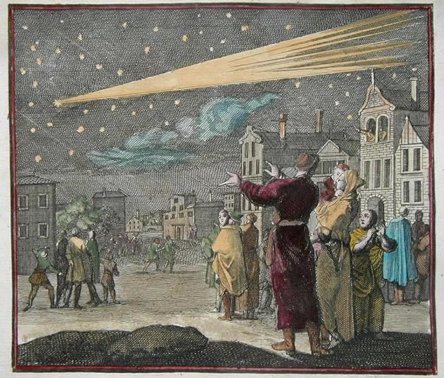 ¿Y para cuándo el SuperCometa?
Grabado del Gran Cometa Kirch, pudo verse a simple vista durante el día. Los telediarios de 1680 lo petaron.