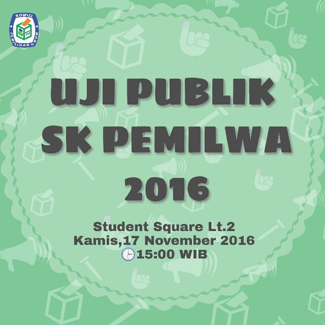 pemilwa_fip's tweet photo. Jangan lupa luangkan waktumu untuk hadir dan mengikuti kegiatan dari KPU FIP UNY 2016.
#pestademokrasimahasiswa
#FIPbersuara https://t.co/POvXHBZoCq