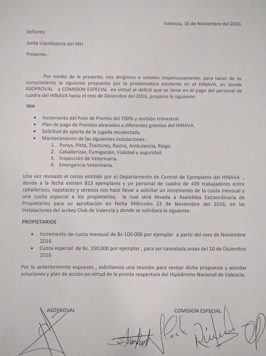 asoproval's tweet photo. Comunicado al INH de parte de Asoproval y Comisión especial en referencia al Hinava.. https://t.co/5cE0LQTFIm