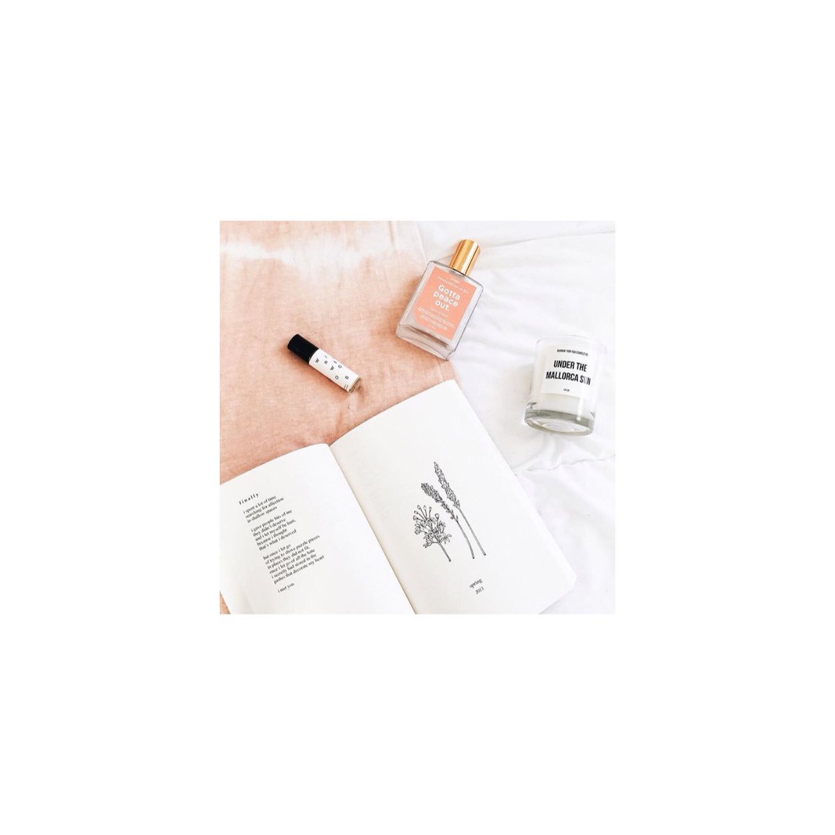 Collage of lovely items including #whitewood #reassembly #botanical #fragrances #plantmagic✨✌️️✨