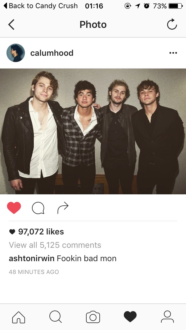 5SOSpreeUpdate's tweet photo. Calum on IG and Ashton's comment! -S https://t.co/SJxJhff3rr