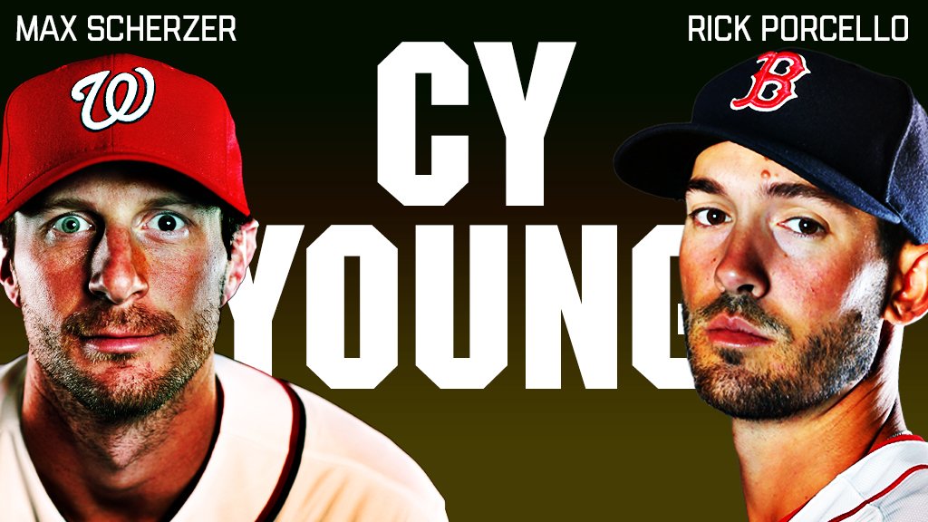 MLB's tweet photo. Winners of the arms race: @RickPorcello, @Max_Scherzer capture @officialBBWAA 2016 #CyYoung Awards. https://t.co/1950XmsTuS https://t.co/NaOsMOM5Bx