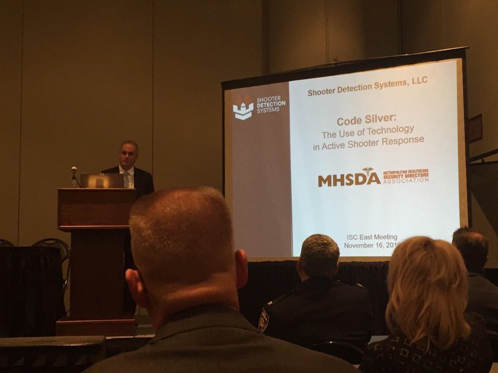 ShooterDetect's tweet image. #ISCEast SDS CEO @ShotDetected presents to #MHSDA #CodeSilver #ActiveShooter response in hospitals &amp;amp; healthcare