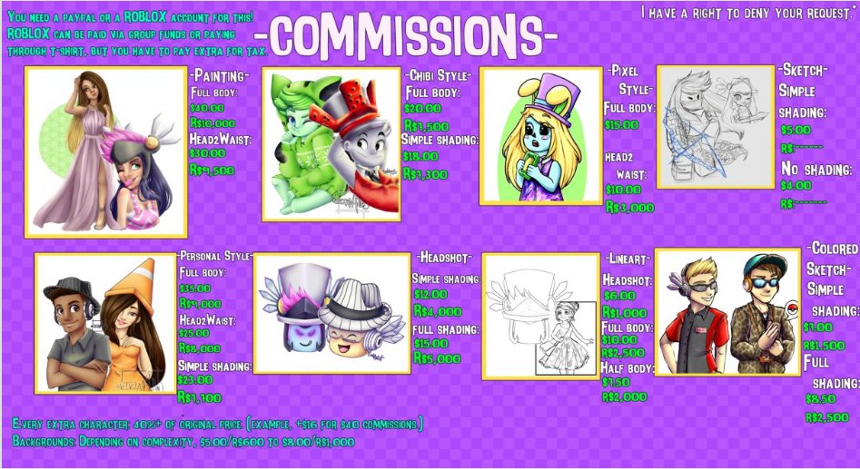 Roblox Art Commission Sheet : Gfx Commission Sheet Cool Creations