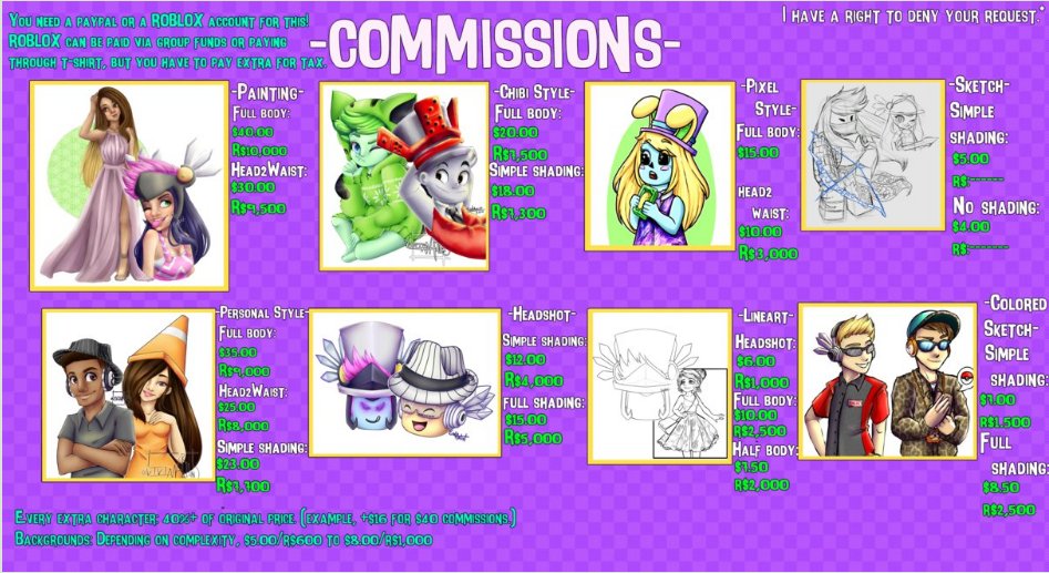 Evilartist On Twitter Commission Sheet Httpstco - robux art commisions