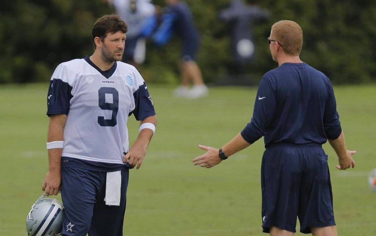 FakeSportsCentr's tweet photo. GARRETT: What are u doing with your helmet? 

ROMO: I was just...

GARRETT: U were just what? Put the shit down and go get Dak some Gatorade https://t.co/XszZ0jSM5r