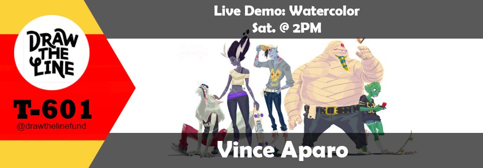 DrawTheLineFund's tweet photo. Don't miss the opportunity to see @mrvinceaparo doing a live demo this Saturday at 2pm for Draw The Line!! #CTNX2016 #DrawTheLineFund https://t.co/oFUM2xmnkf